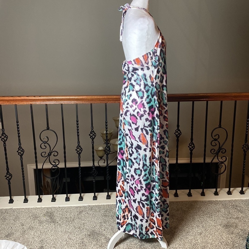 Venus Halter Sleeveless Animal Printed Open Back Maxi Long Dress size L - Picture 4 of 9